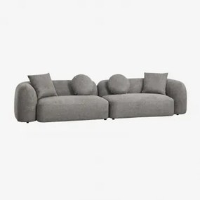 Modulaire 2-delige Bank In Chenille Coco Granietgrijs Dik Chenilledoek - Sklum