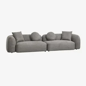Modulaire 2-delige Bank In Chenille Coco Granietgrijs Dik Chenilledoek - Sklum