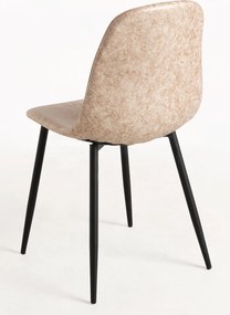 Set 4 Black Teok Kunstlederen Stoelen