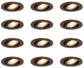 Set van 12 Moderne inbouwspots donker brons kantelbaar - Cisco Modern GU10 rond Binnenverlichting Lamp