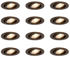 Set van 12 Moderne inbouwspots donker brons kantelbaar - Cisco Modern GU10 rond Binnenverlichting Lamp