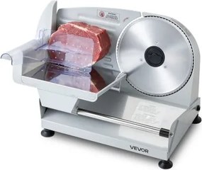 VEVOR vleessnijmachine 200 W, elektrische snijmachine met 190 mm SUS420-mes, snijdikte 0-1 mm, universele snijmachine voor bevroren vlees, ham, stokbrood en biefstuk.
