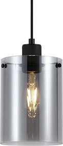Design hanglamp zwart met smoke glas - Domo