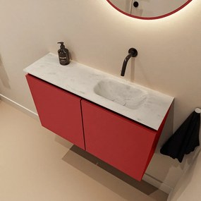 Mondiaz Ture DLux toiletmeubel 80cm fire met wastafel opalo rechts zonder kraangat