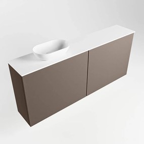 Mondiaz Fowy toiletmeubel 120cm smoke met witte waskom links en kraangat