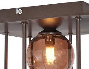 Design plafondlamp brons met brons glas 9-lichts - Athens Design G9 bol / globe / rond vierkant Binnenverlichting Lamp
