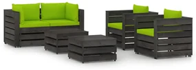 vidaXL 6-delige Loungeset met kussens grijs geïmpregneerd hout