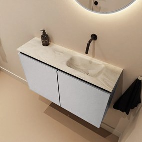 Mondiaz Ture DLux toiletmeubel 80cm plata met wastafel ostra rechts zonder kraangat