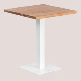 Vierkante Barkruk Van Acaciahout Ristretto Wit & ↔︎ 70 Cm - Sklum