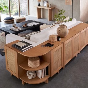 Bankrug of dressoir van eikenhout, fineer en rotanriet, ARTY