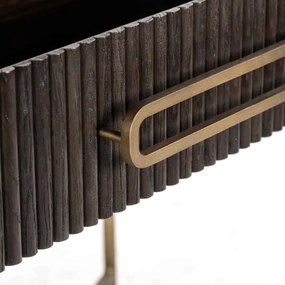 Richmond Interiors Luxor Ovale Kaptafel Ribbelhout Met Goud - 110 X 42.5cm.