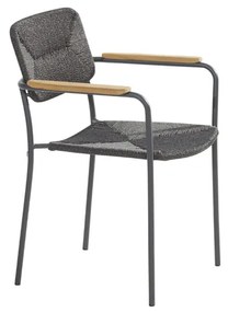 4 Seasons Outdoor stapelbare Bora tuinstoel antraciet met teak armleggers SALE  Tuinstoel    antraciet weerbestendig
