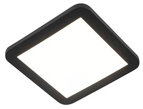 Plafonnière zwart 22,5 cm vierkant incl. LED 3-staps dimbaar IP44 - Steve