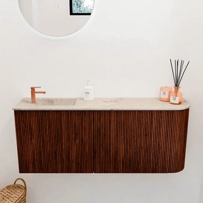 Mondiaz Joya DLux 100cm toiletmeubel ronding rechts ruby met wastafel faye links 1 kraangat frappe