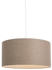 Stoffen Eettafel / Eetkamer Landelijke hanglamp wit met bruine kap 50 cm - Combi 1 Modern E27 rond Binnenverlichting Lamp