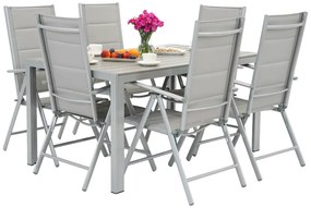 Verona polywood aluminium tuinset voor 6 personen Garden Point lichtgrijs