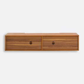 Eikenhouten gefineerd vintage tv-hifi meubel, voor wandmontage, LODGE