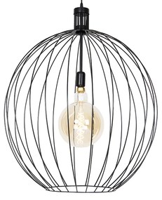 QAZQA Eettafel / Eetkamer Design hanglamp zwart 70 cm - Wire Dos Design E27 bol / globe / rond Binnenverlichting Lamp