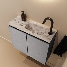 Mondiaz Ture DLux toiletmeubel 60cm plata met wastafel glace rechts met kraangat