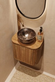 Livli Estrela toiletmeubel links 40cm ribbelfront met Dark Emperador waskom