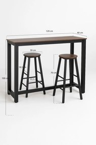 Set Bar Mesa Alta + 2 Taburetes Tycon