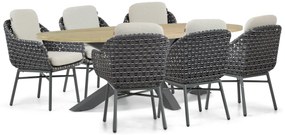 Tuinset 6 personen 240 cm Aluminium/wicker Grijs Santika Furniture Santika