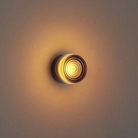 Design wandlamp donkerbrons met amber glas IP44 - Michele