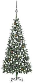 vidaXL Kunstkerstboom met LED's, kerstballen en dennenappels 210 cm