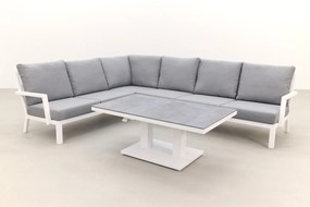Rockford aluminium loungeset wit 5-delig - Verstelbare tafel