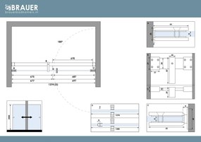 Brauer Void Carving profielloze nisdeur 140cm met draaideur 70cm aan muur chroom