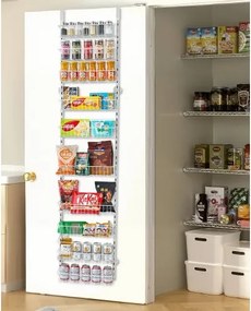 VEVOR Pantrykastorganizer voor boven de deur, 10-laags hangende kruidenrekken van staal, verstelbare wandplanken, voor thuis, keuken en badkamer, wit