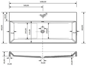 SaniGoods Kolo wastafel 100cm met 1 kraangat mat leigrijs