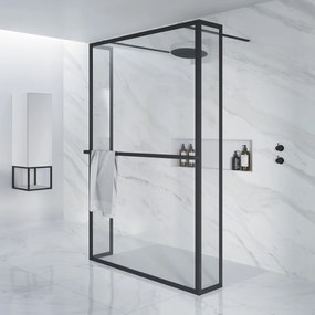 Riho Lucid GD404 vrijstaande douchewand 120cm zwart mat