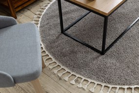 Tapijt BERBER 9000 ROND bruinrand ,  Barber , marokkaanse shaggy