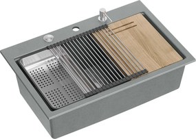 granieten spoelbak MARC 110 WORKSTATION Grey Metallic