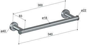 Hotbath Cobber handdoekrek 34cm zwart gepolijst PVD