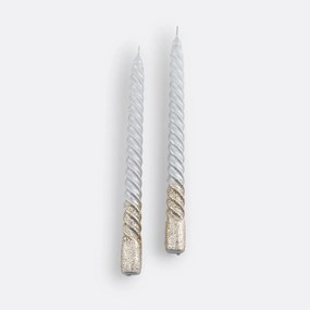Set van 2 gedraaide kaarsen met glitters, Caspar