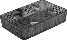 Mexen Akra glazen opbouw waskom 46 x 33 cm, zwart - 24024670