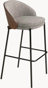 Barkrukken Archie met bekleding en houten rugleuning, set van 2