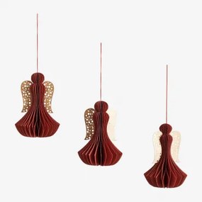 Set Van 3 Kerstversieringen Van Papier Ceriba Granaat - Sklum
