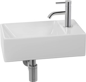 Ben Stelvio fonteinset met chromen kraan rechts glanzend wit keramiek