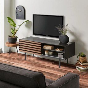 Kave Home Kesia Tv-meubel Mat Grijs Met Walnoot - 120x45x48.5cm.