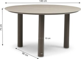 Tuinset Ronde Tuintafel 4 personen  Rope Taupe  4 Seasons Outdoor Florence/Trino