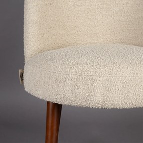 Dutchbone Barbara Boucle Beige Eetkamerstoel Met Houten Poten