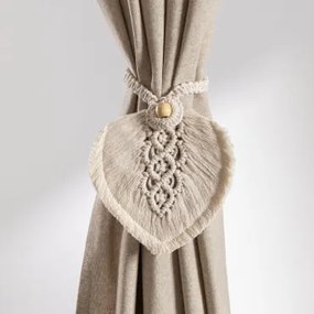 Set van 2 gordijnbinders in Macramé Surat Beige – crème - Sklum