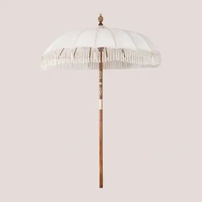 Parasol Ø186 Cm In Orongo-stof En Hout Gardenia Wit - Sklum