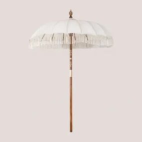 Parasol Ø186 Cm In Orongo-stof En Hout Gardenia Wit - Sklum