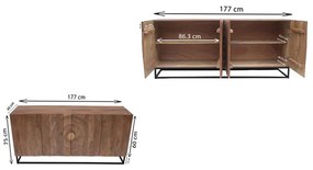 Kare Design Madeira Bright Houten Dressoir Met Houtsnijwerk - 177x45x75cm.