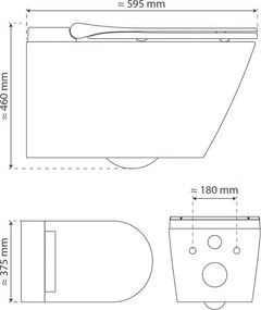 Schutte Cesari Premium randloze douche wc met Slim toiletzitting wit glans