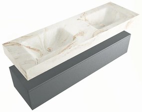 Mondiaz Alan DLux badmeubel 150cm plata 1 lade met wastafel frappe dubbel zonder kraangat